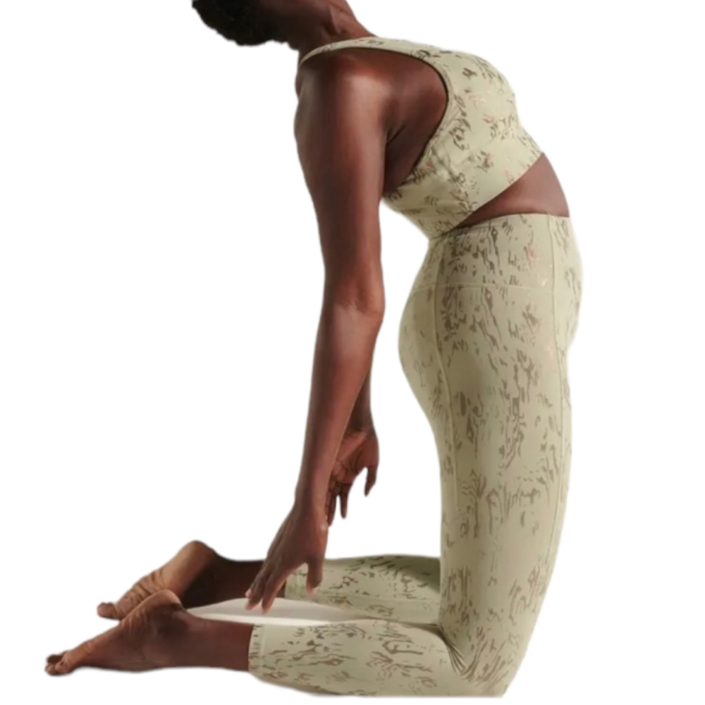 Halle Berry Sweaty Betty Green Cambium Foil Super Soft 7/8 Leggings Respin Edit